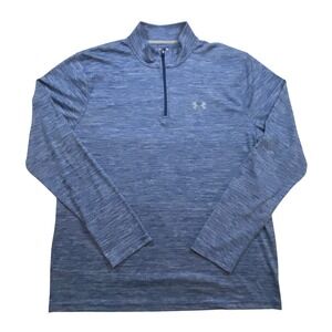 Under Armour Men's Blue Heathered HeatGear 1/4 Zip Long Sleeve  2XL Loose Fit